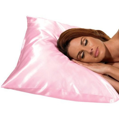 Betty Dain Satin Pillowcase with Zipper, Standard / Queen Size, Pink (Set of 2)