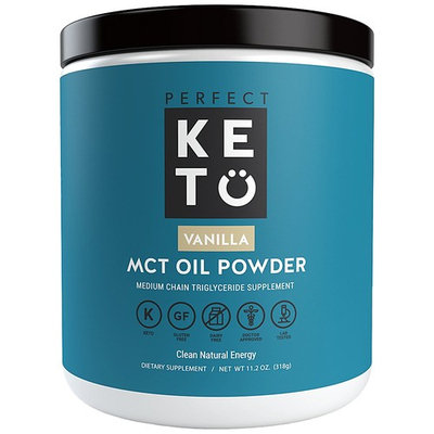Perfect Keto MCT Oil Powder: Vanilla Ketosis Supplement (Medium Chain Triglycerides, Coconuts) for Ketone Energy. Paleo Natural Non Dairy Ketogenic Keto Coffee Creamer