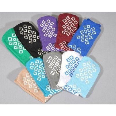 TERRY SLIPPER SOCKS - ANKLE LENGTH WITH A NON-SLIP BOTTOM (6 PACK) - TAN