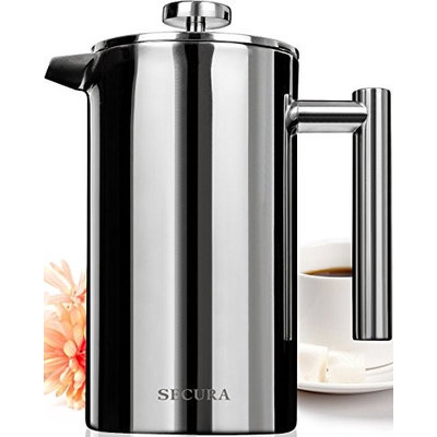 Secura Stainless Steel French Press Coffee Maker 18/10 Bonus Stainless Steel Screen (1000ML)