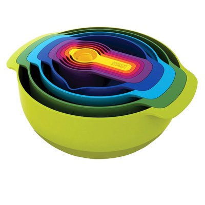 Joseph Joseph Nest Plus 9 Piece Nesting Mixing Bowls and Measuring Set, Multi-Colored