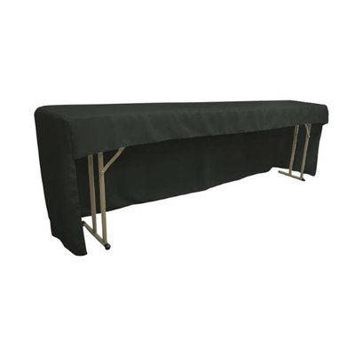LA Linen TCpop-OB-fit-96x18x30-BlackP24 Open Back Polyester Poplin Fitted Tablecloth for Classroom Tables Black