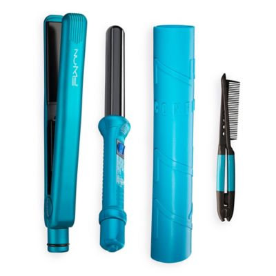 NuMe Power Couple 25mm Curling Wand, Flat Iron and Hair Styling Comb