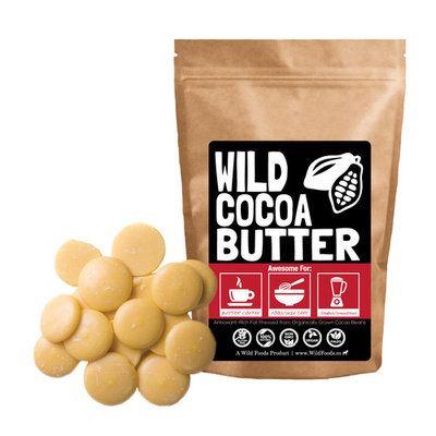 Raw Organic Cocoa Butter Wafers by Wild Foods - Unrefined, Non-Deodorized, Food Grade - 8oz