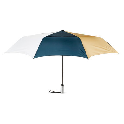 ShedRain Tri-Color Jumbo Air Vent Auto Open Auto Close Compact Umbrella - Navy, White & Tan, Multi Color