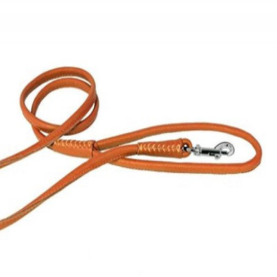 Dogline L2063-4 72 L x 0. 5 W inch Round Leather Leash, Orange