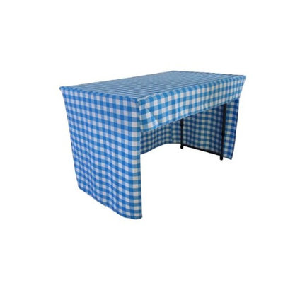 LA Linen TCcheck-OB-fit-48x30x30-TurquoiseK40 Open Back Fitted Checkered Classroom Tablecloth White & Turquoise - 48 x 30 x 30 in.