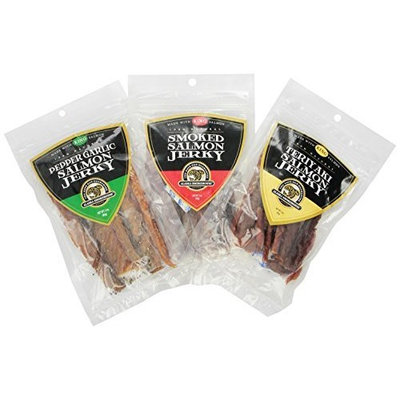 Alaska Smokehouse Smoked Salmon Jerky Trio Original, Pepper Garlic Teriyaki, 9 Ounce