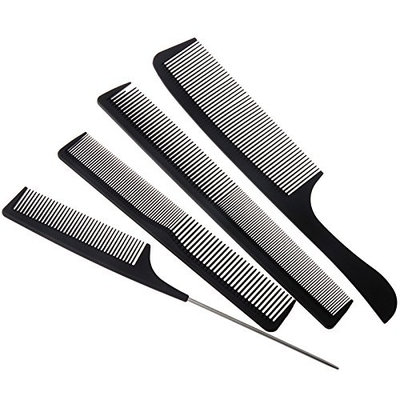 Healthcom Hair Salon Brush Hairdressing Styling Hair Care Comb Professional Styling Comb Set.4 Pack,Black