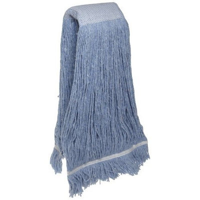 Zephyr 24415 Blendup Blue Blended Natural and Synthetic Fibers 32oz Cut End Wet Mop Head with Wide Band Fantail (Pack of 12)