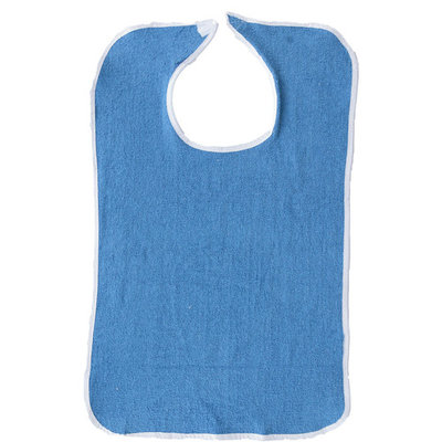 1 Pack, Adult Bib or Clothing Protector Reusable Washable Extra Long 18x36 Royal Blue with Snap Closure