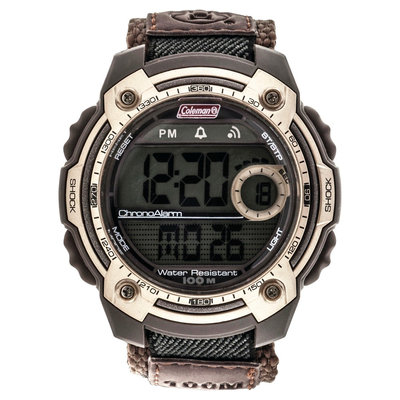 Men's Coleman 10 Digit LCD Alarm Chronograph Multi - Function Watch - Brown