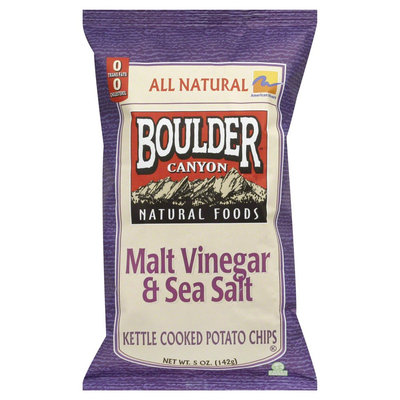 Boulder Malt Vinegar & Sea Salt Kettle Cooked Potato Chips - 5 oz (Pack of 12)