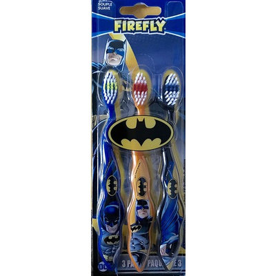 Firefly Batman Themed Toothbrushes, 3-Pack, Multicolored