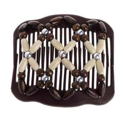 Susada Magic Wood Beads Double Hair Comb Clip Stretchy Women Hair Accessories
