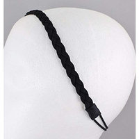 Black headband thin skinny braid stretch headband faux suede braided 3/8wide