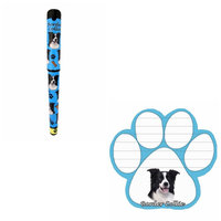 Bundle - 2 Items: Border Collie Dog Paw Magnetic Note Pad & Gel Pen