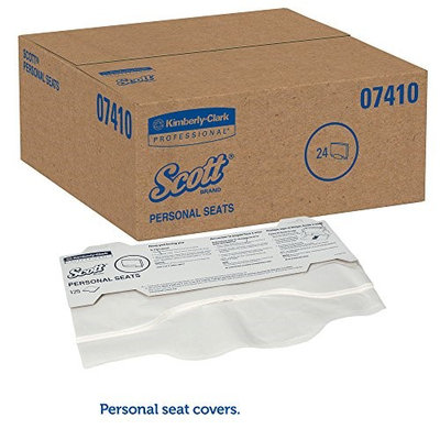 Kimberly-Clark(R) Scott(R) Personal Seats Sanitary Toilet Seat Covers, 15in. x 18in, 50% Recycled, White, Pack Of 125