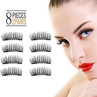3D Magnetic Eyelashes Reusable False Magnet Fake Eyelashes For Women Makeup Natural Look No Glue (8 Pcs) (01- Double)