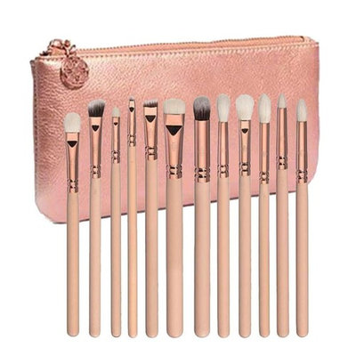 Leoy88 12 pcs Rose Gold Makeup Brush Complete Eye Lip Set Tools Concealer Powder Blending Brush With Cosmetic bag (Rose G