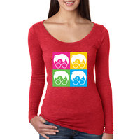 Allntrends Women's Shirt 4 Faces Harry Glasses Scar Popular Cool T Shirt (2XL, Vintage Red)