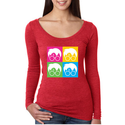 Allntrends Women's Shirt 4 Faces Harry Glasses Scar Popular Cool T Shirt (2XL, Vintage Red)