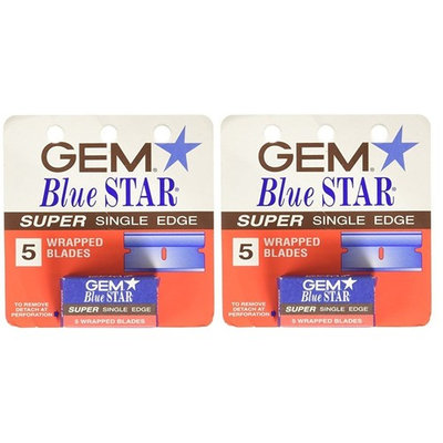 GEM Blue Star Super Single Edge, 5 Ct. (Pack of 2) + FREE Assorted Purse Kit/Cosmetic Bag Bonus Gift