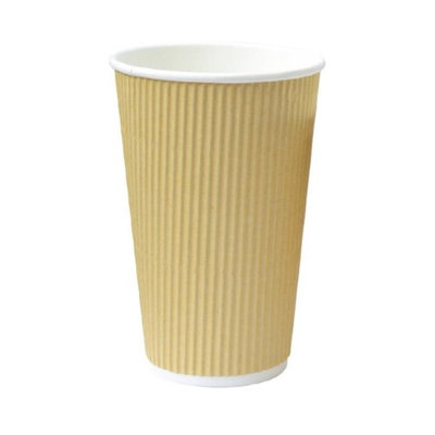 Packnwood 210GCR16BG 16 oz Rippled Beige Cups 3.5 x 5.4 in.