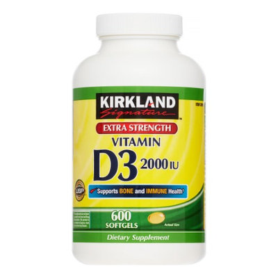 Kirkland Signature Extra Strength Vitamin D3 2000 I.U. 600 Softgels, Bottle