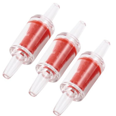3 Pcs Clear Red Aquarium Airline Plastic One Way Non-return Check Valves