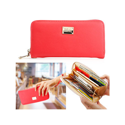 Fashion Lady Full Zipper Faux Leather Women Wallet Clutch Long Purse Card Holder Handbag