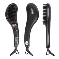 Hair Straightener Brush - Electric Ionic Ceramic Hair Straightening Brush,60 seconds Hot Fast Heating ,Tempreture Lock & Auto Shut Off Function Straightener Brush,Black