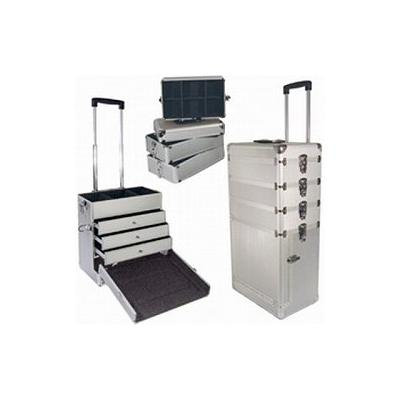 City Lights Large Detachable and Lockable Aluminum Case on Wheels, Silver