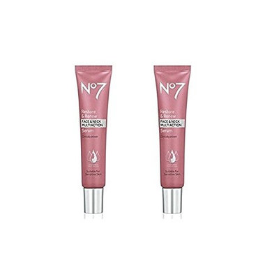 No7 Restore & Renew Face & Neck MULTI ACTION Serum 50ml - 2 pack (100ml total)
