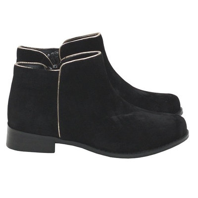 L 'Amour Black Velvet Silver Trim Low Rise Zip Boots Toddler Girl 7-10