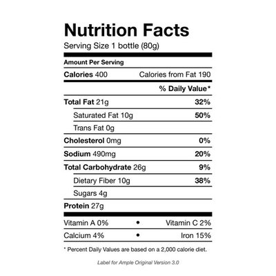AMPLE Powdered Complete Optimal Nutrition Replacement Meal Shake in a Bottle (1 bottle, 400 calories)