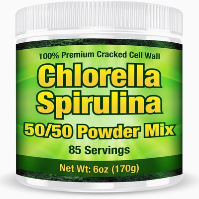 Non-GMO Chlorella Spirulina Powder 85-SERVINGS by Good Natured - Sunlight Grown - Deep Green Color - Cracked Cell Wall - Alkalyzing - High Protein - With No Other Ingredients Added - Vegan