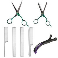 Baoblaze Salon Hairdressing Hair Styling Comb Clips Set with Stainless Steel Scissors Shears Barber Stylists Tools Kit