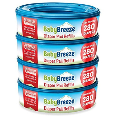 BabyBreeze Diaper Pail Refills Bags for Diaper Genie - 1120 Count (4-Pack)