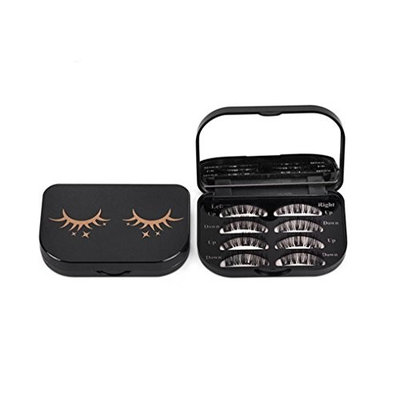 Esharing Fashion Women Girls Acrylic Cute Magnetic Eyelash Storage Box Portable Makeup Cosmetic Mirror Case Organizer