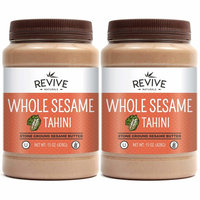 Revive Naturals Stone-Ground Whole Sesame Tahini, Unhulled, Unsalted, Non-GMO, Gluten-Free, Kosher, Vegan, Tree Nut-Free, 15 Ounce (2-Pack)