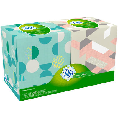 Plus Puffs Plus Lotion Facial Tissues, 2 Cube, 56 Tissues per Cube