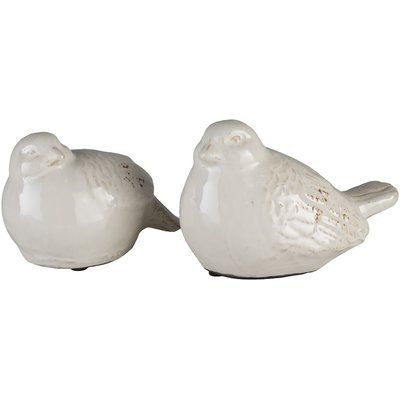Lark Manor Lorient Ceramic Birds 2 Piece Figurine Set Color: White