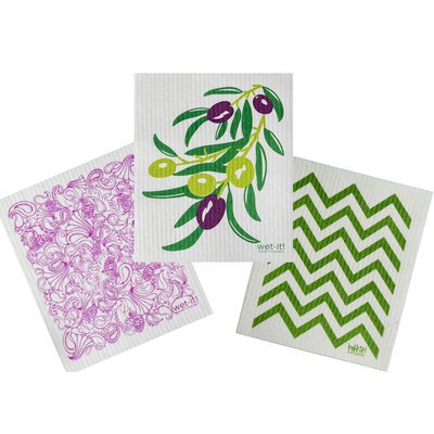 Red Barrel Studio 3 Piece Olive Cleaning Dishcloth Set