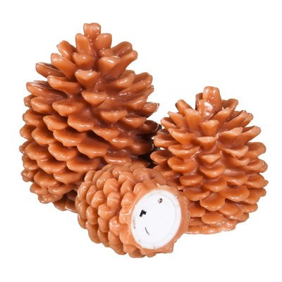 Three Posts Pinecone Shaped Battery Operated LED 3 Piece Flameless Pillar Candle Set