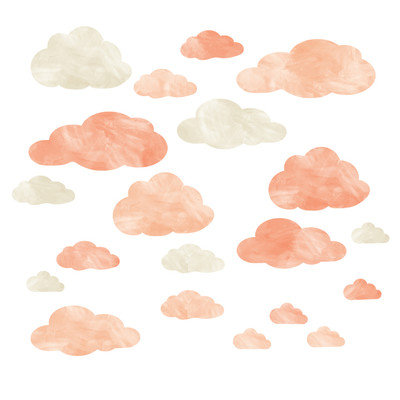 Eco Wall Decals 20 Piece Cloud Wall Decal Set Color: Coral/Ivory