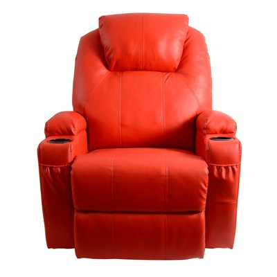Red Barrel Studio Leather Adjustable Massage Chair Color: Red