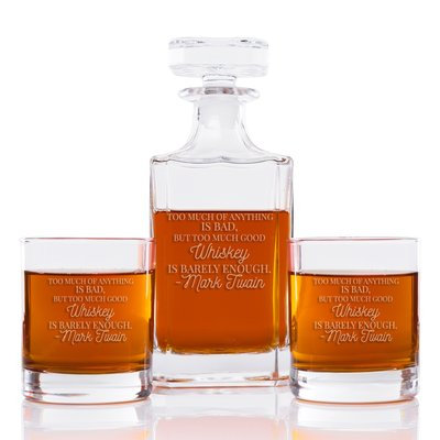 East Urban Home Too Much Of Anything Is Bad But Too Much Good Whiskey Is Barely Enough Classic Square 3 Piece Beverage Serving Set
