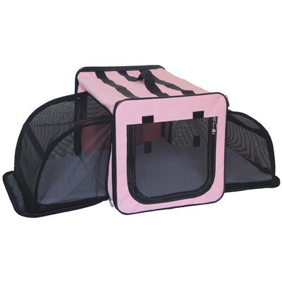 Pet Life Capacious Dual-Expandable Wire Dog Crate Pink