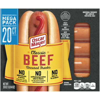 Oscar Mayer Classic Beef Uncured Franks 20 ct Pack